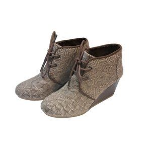 Toms Women's Diamond Desert Wedges Brown Size 6 EUC